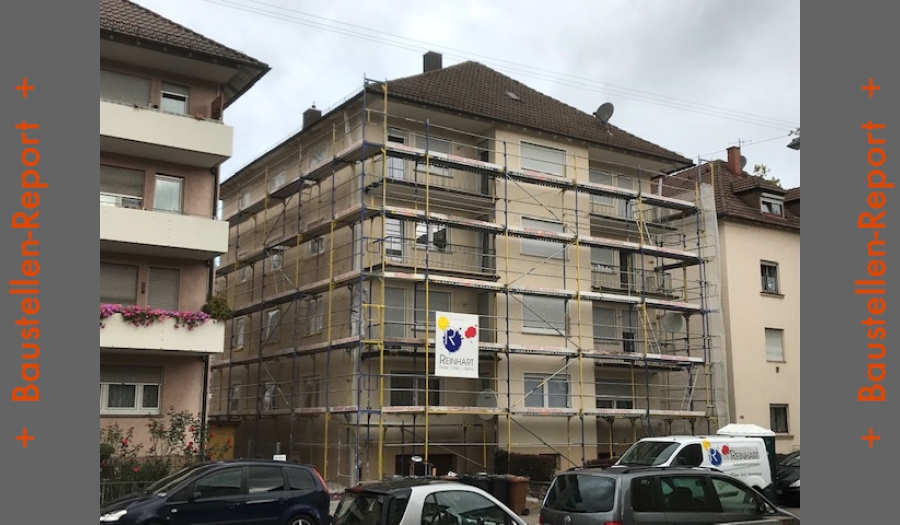 Mehrfamilienhaus in Heilbronn / Während der Fassadenrenovierung